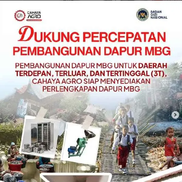 Cahaya Agro Dukung Dapur MBG 3T dengan Perlengkapan Standar BGN