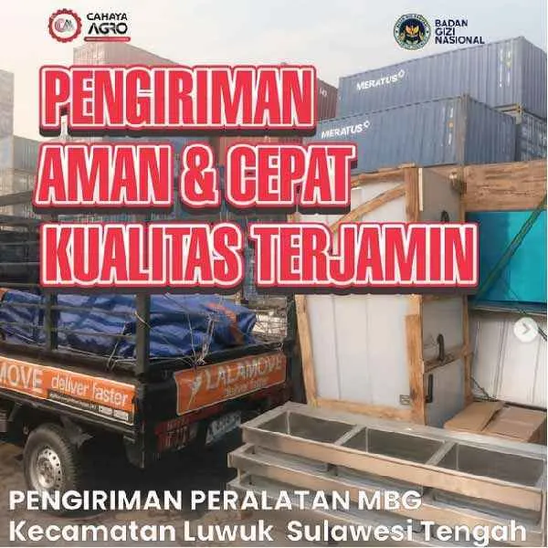 Pengiriman Peralatan MBG ke Luwuk, Sulawesi Tengah Berjalan Lancar