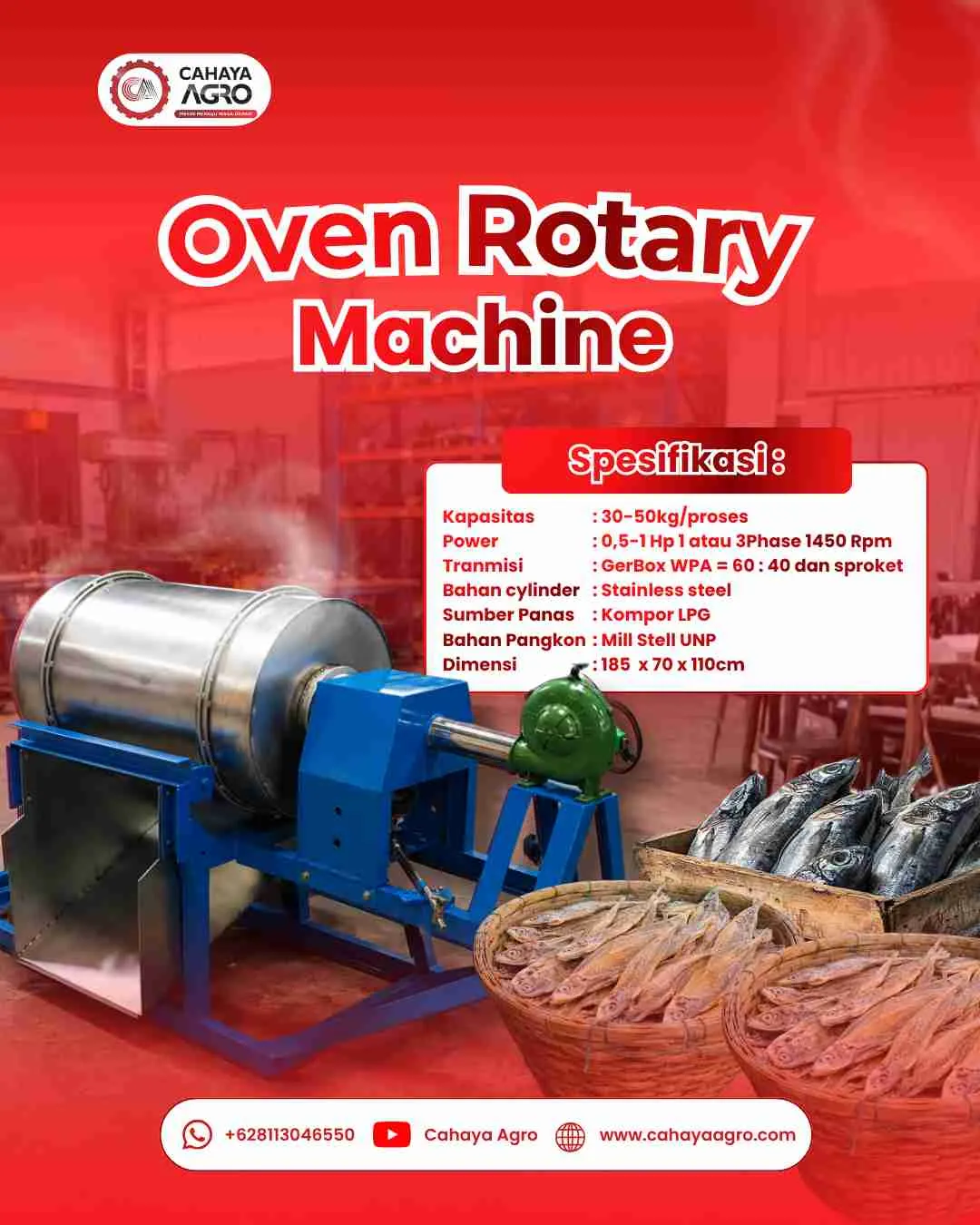 Oven Rotary Machine: Solusi Pengeringan Ikan yang Lebih Merata dan Higienis