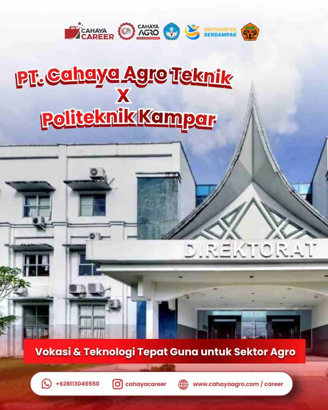 kolaborasi kampus dan industri, pendidikan vokasi siap kerja, teknologi tepat guna sektor agro, Politeknik Kampar, PT Cahaya Agro Teknik, mesin dan teknologi pertanian, pengembangan SDM sektor agro, industri agro Riau.