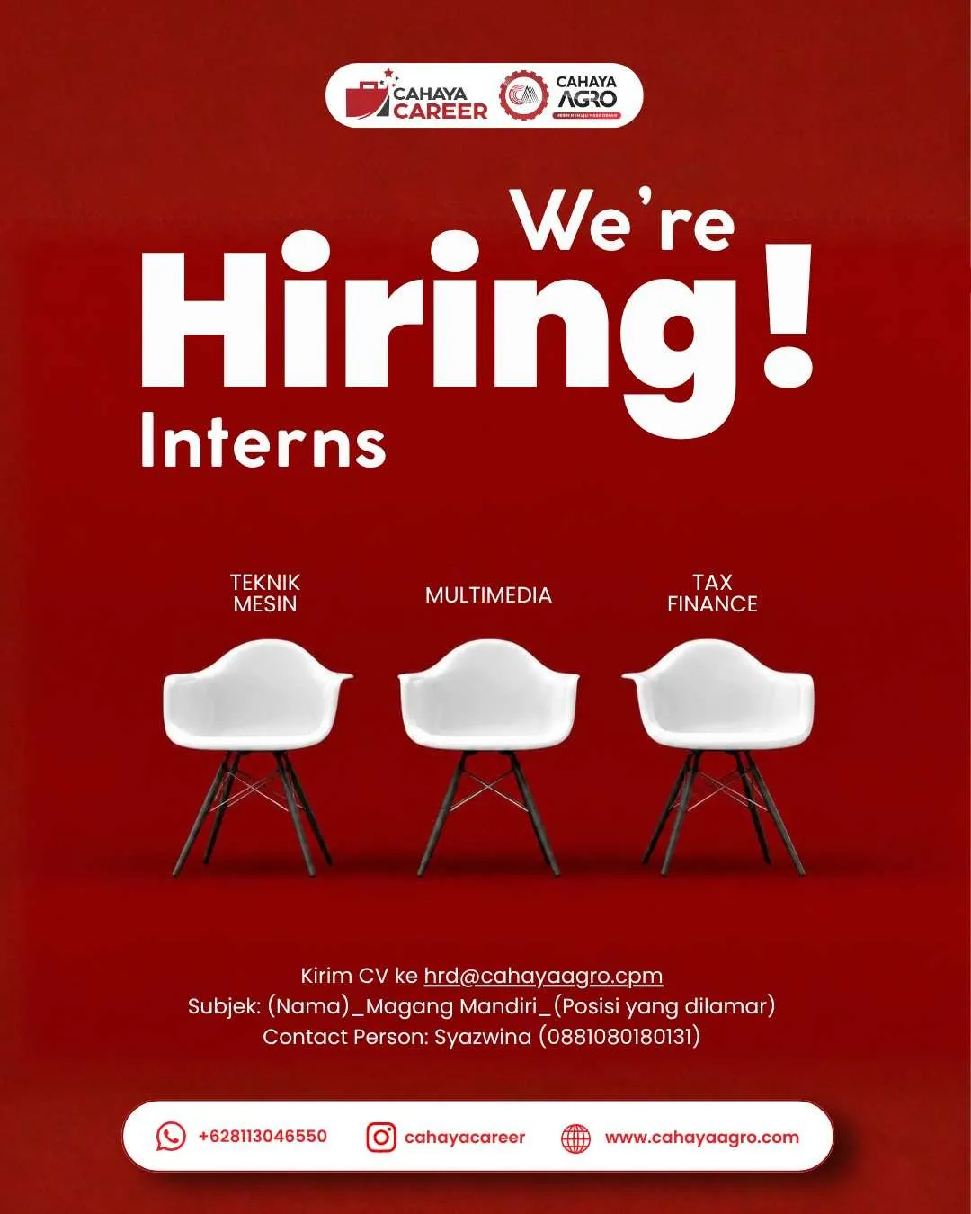 lowongan magang PT Cahaya Agro Teknik, lowongan magang mahasiswa, info magang terbaru, magang Teknik Mesin, magang Multimedia, magang Finance Tax, lowongan internship, program magang mahasiswa, magang desain grafis, magang akuntansi dan perpajakan, magang 3–6 bulan, lowongan magang Surabaya